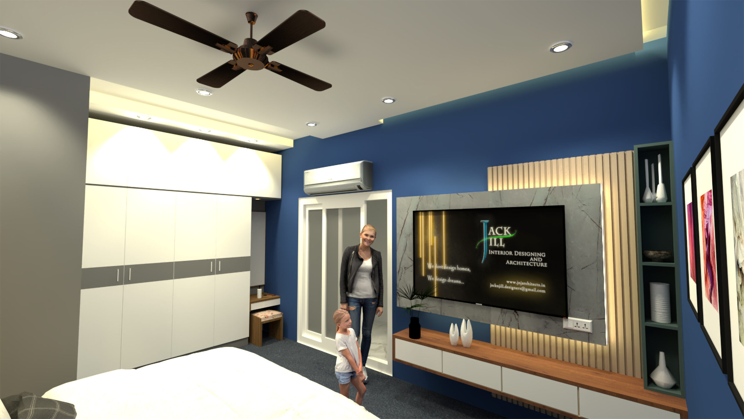 Luxury bedroom interiors for residential homes in Pondicherry