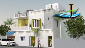Contemporary House Elevation Designs in Pondicherry
