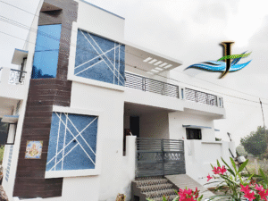 Luxury villa front elevation design by Jack N Jill Architecture in Nalla farm house